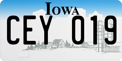 IA license plate CEY019