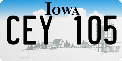 IA license plate CEY105