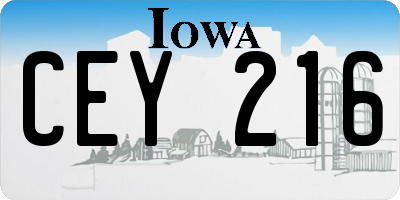 IA license plate CEY216