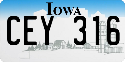 IA license plate CEY316