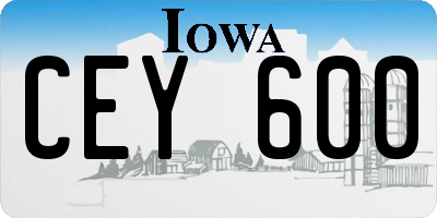 IA license plate CEY600