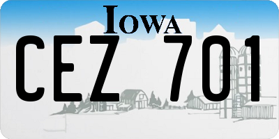 IA license plate CEZ701