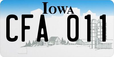 IA license plate CFA011