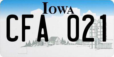 IA license plate CFA021