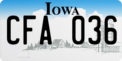 IA license plate CFA036