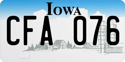 IA license plate CFA076