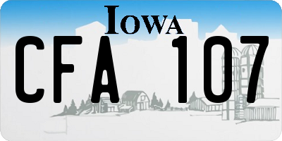 IA license plate CFA107