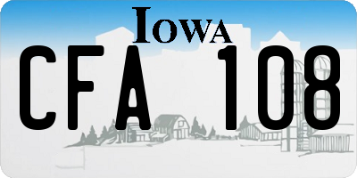 IA license plate CFA108