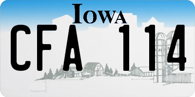 IA license plate CFA114
