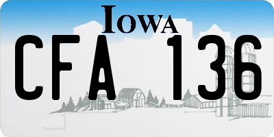 IA license plate CFA136