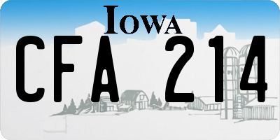 IA license plate CFA214