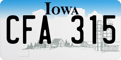 IA license plate CFA315
