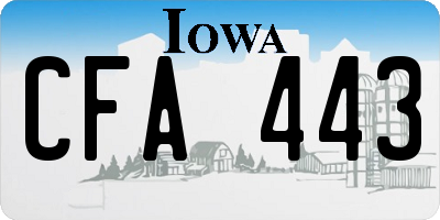 IA license plate CFA443