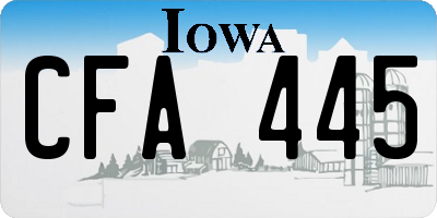 IA license plate CFA445