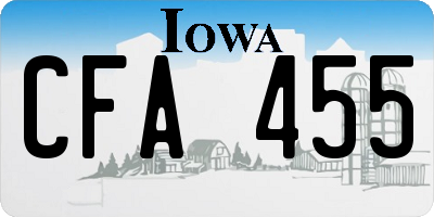 IA license plate CFA455