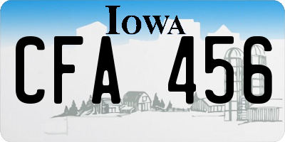 IA license plate CFA456