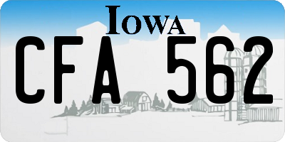 IA license plate CFA562