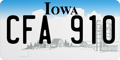 IA license plate CFA910