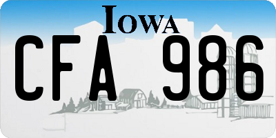 IA license plate CFA986