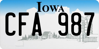IA license plate CFA987