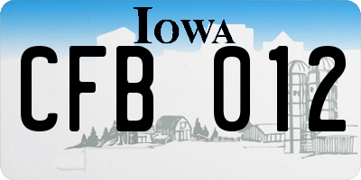 IA license plate CFB012