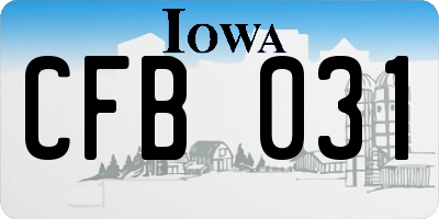 IA license plate CFB031