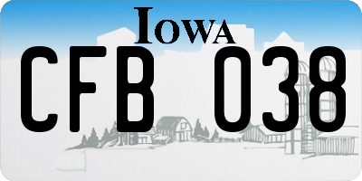 IA license plate CFB038