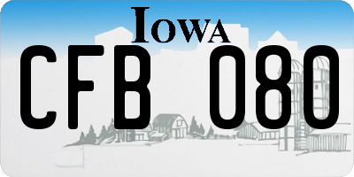 IA license plate CFB080