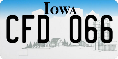 IA license plate CFD066