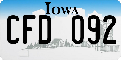 IA license plate CFD092