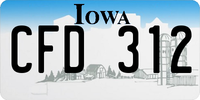 IA license plate CFD312