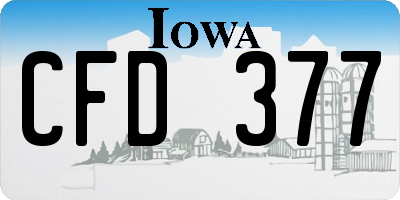 IA license plate CFD377