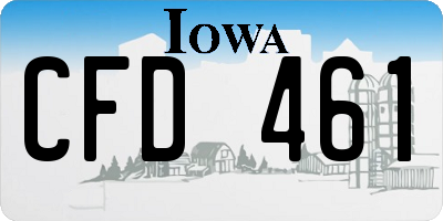 IA license plate CFD461
