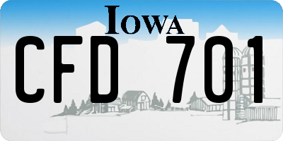 IA license plate CFD701