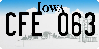 IA license plate CFE063
