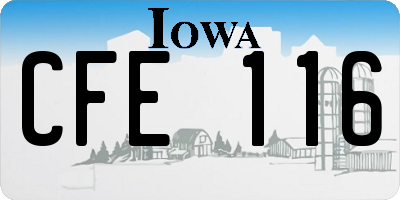 IA license plate CFE116