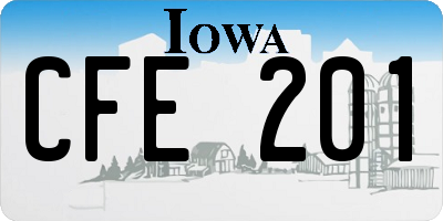 IA license plate CFE201