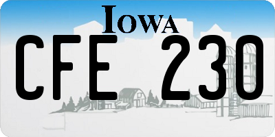 IA license plate CFE230