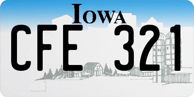 IA license plate CFE321