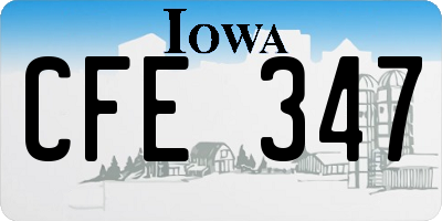 IA license plate CFE347