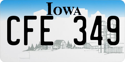 IA license plate CFE349
