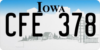 IA license plate CFE378