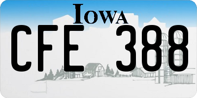 IA license plate CFE388