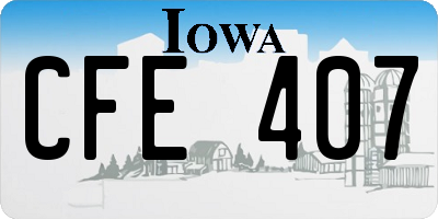 IA license plate CFE407
