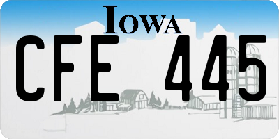 IA license plate CFE445