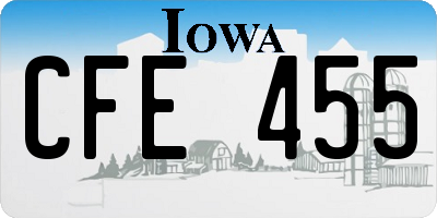 IA license plate CFE455