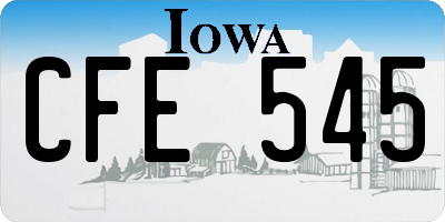 IA license plate CFE545