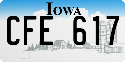 IA license plate CFE617