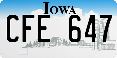 IA license plate CFE647