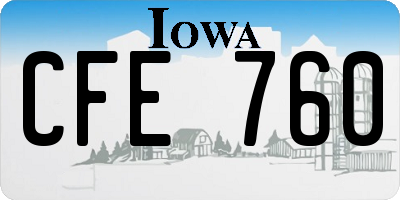 IA license plate CFE760
